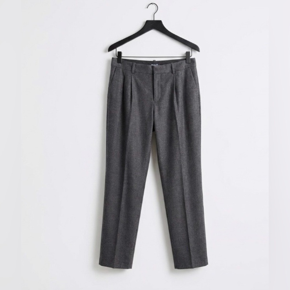 MADEWELL Wool Blend Pleated Trousers Grey Size 8